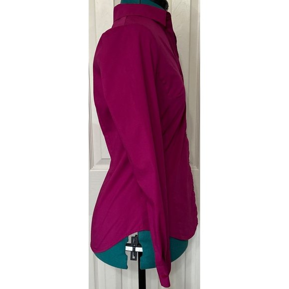 Worthington Brand V-Neck Blouse Burgundy Color Cotton Poly Blend Women's Size 4 - Picture 13 of 15